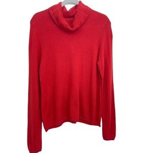 Geneva Womens Cashmere Sweater XL Cowl Neck Red-Orange